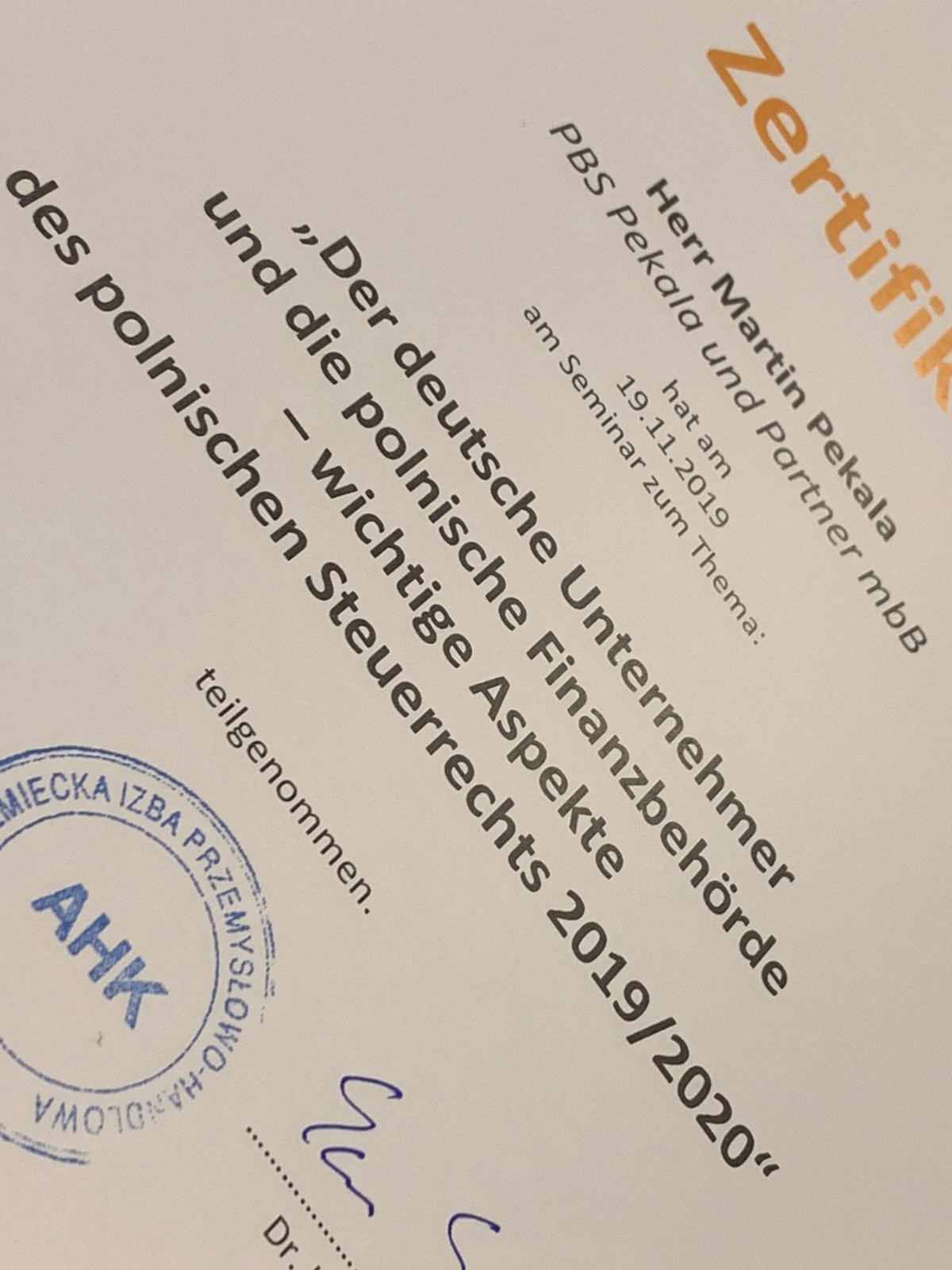 PBS qualifiziert sich für die Zukunft: Der deutsche Unternehmer und die polnische Finanzbehörde – wichtige Aspekte des polnischen Steuerrechts 2019/2020